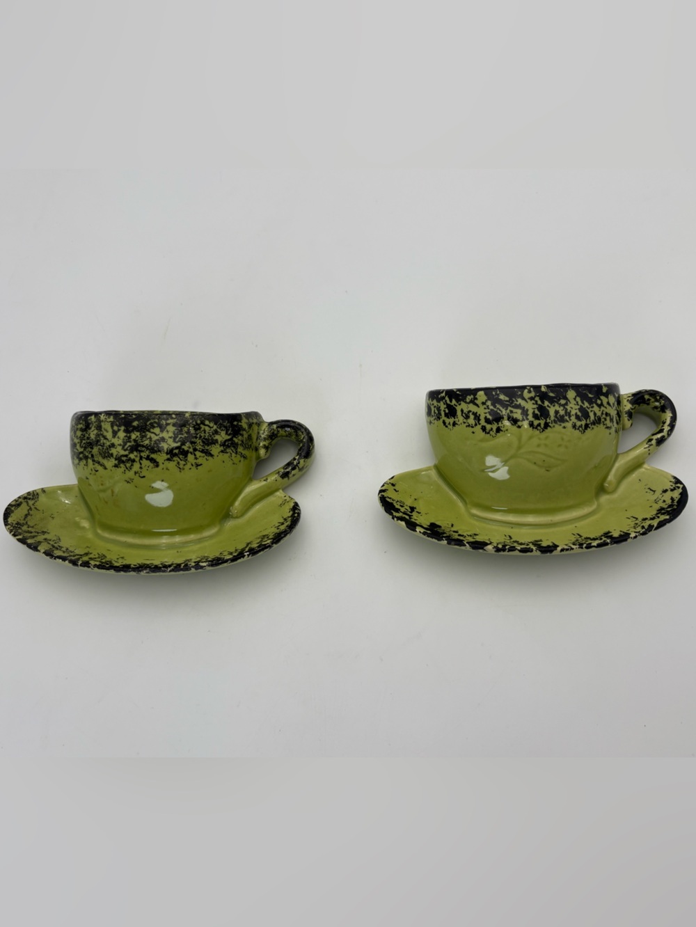 Vintage Olive Green Decorative Ceramic Teacup Wall Pockets